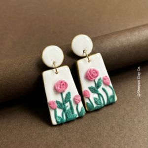 Home handcrafted statement 3d rose garden earrings