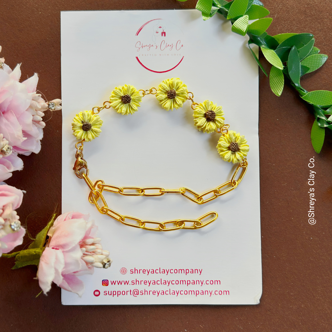 handcrafted sunflower gold charm bracelet handcrafted sunflower gold charm bracelet